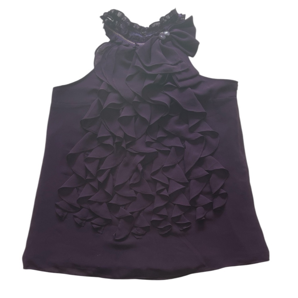 MM Couture by Miss Me Women’s Purple Ruffle Front Sleeveless Blouse Size Small